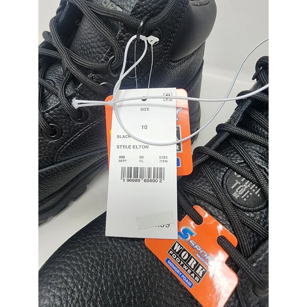 S Sport by Skechers Mens Elton Steel Toe Work Boots Black Faux Leather Size 10